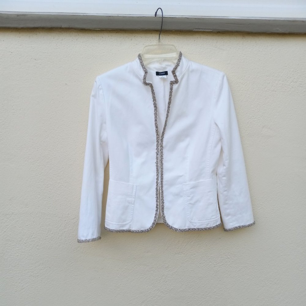 J Crew White Embellished Jacket Size 4